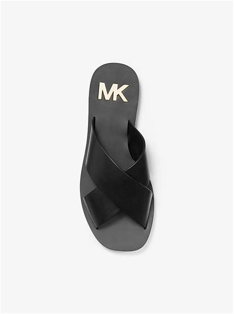 glenda slide sandal michael michael kors|Glenda Leather Slide Sandal .